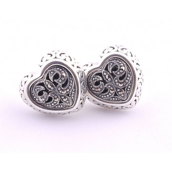 Lovely Silver Marcasite Heart Earings